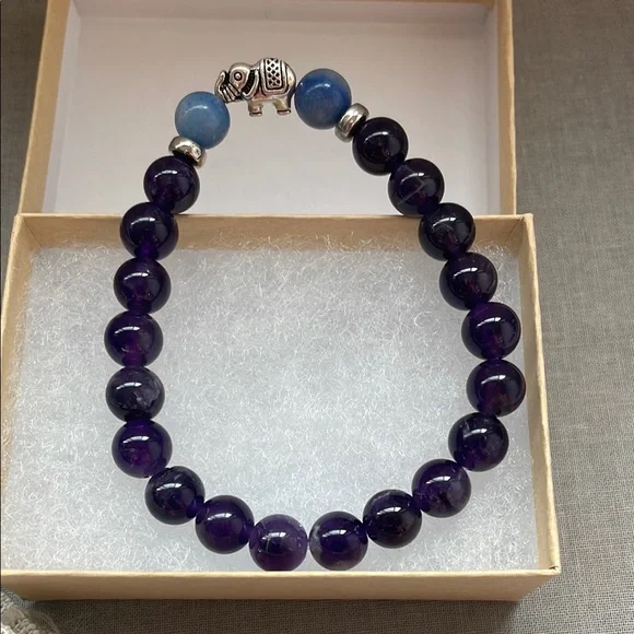 Purple Amethyst Elephant Mala Bracelet - Picture 6 of 8